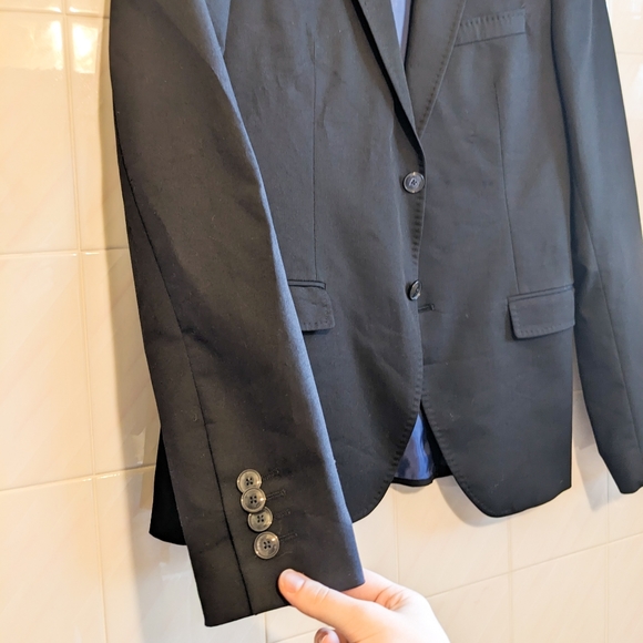 Zara Man Black Suit Jacket with Blue Lining - Picture 9 of 15